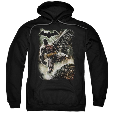 Black pullover hoodie with Batman Family graphic