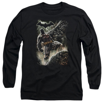 Black men's long sleeve t-shirt with Batman Family graphic