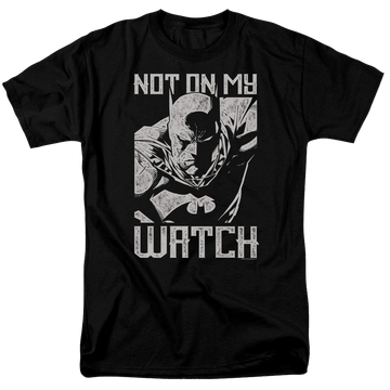 Black men's regular fit t-shirt with Batman Watch graphic