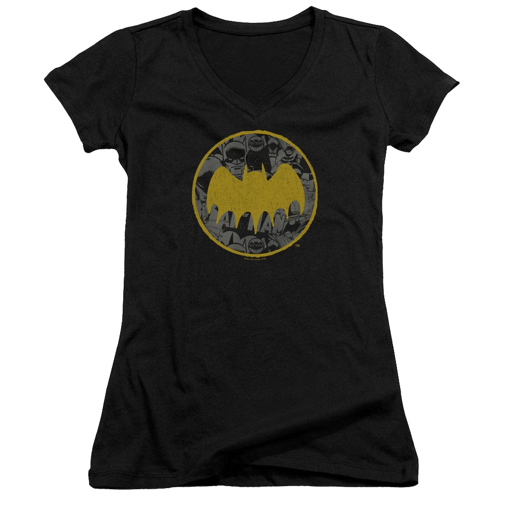 DC Batman Vintage Symbol Collage - Juniors V-Neck T-Shirt Juniors V-Neck T-Shirt Batman   