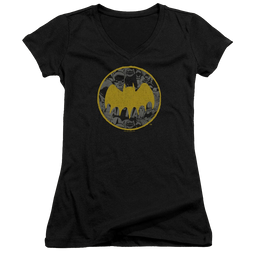 DC Batman Vintage Symbol Collage - Juniors V-Neck T-Shirt Juniors V-Neck T-Shirt Batman   