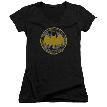 DC Batman Vintage Symbol Collage - Juniors V-Neck T-Shirt Juniors V-Neck T-Shirt Batman   