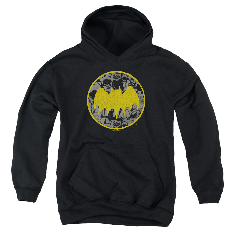 DC Batman Vintage Symbol Collage - Youth Hoodie Youth Hoodie (Ages 8-12) Batman   