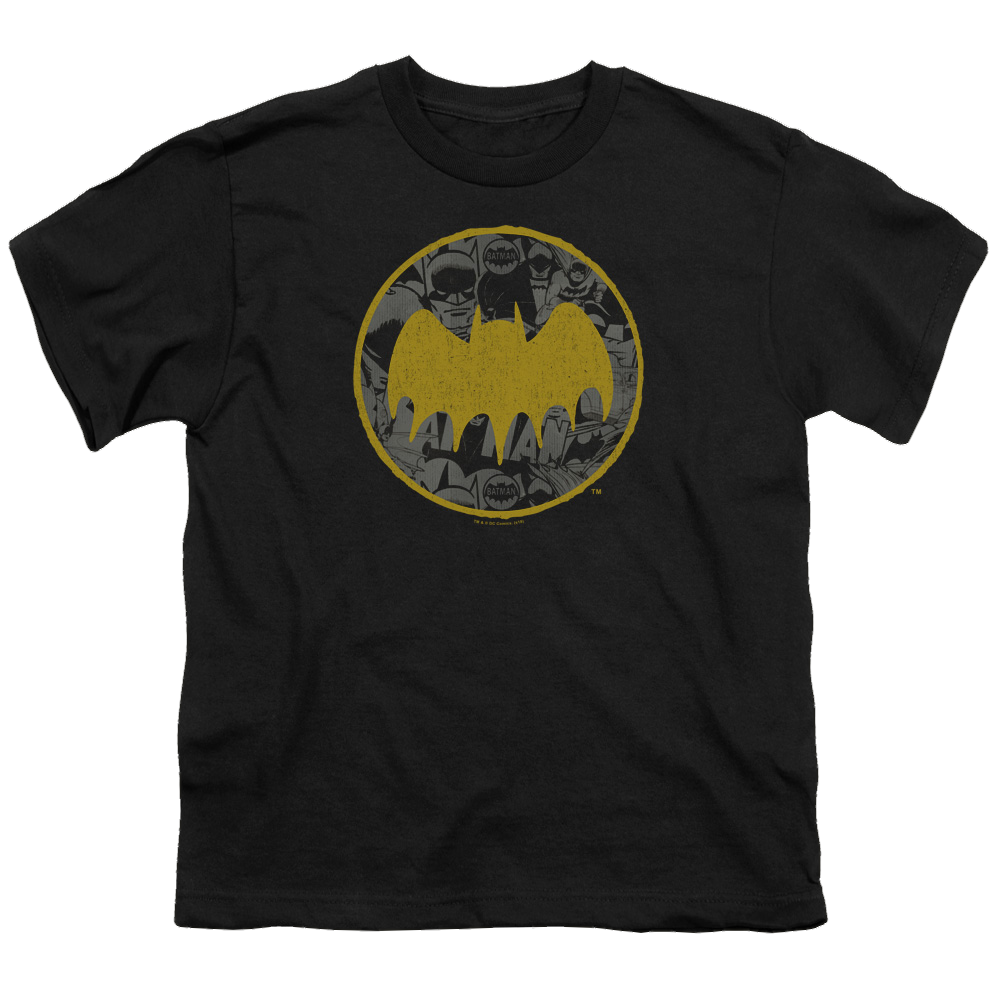 DC Batman Vintage Symbol Collage - Youth T-Shirt Youth T-Shirt (Ages 8-12) Batman   