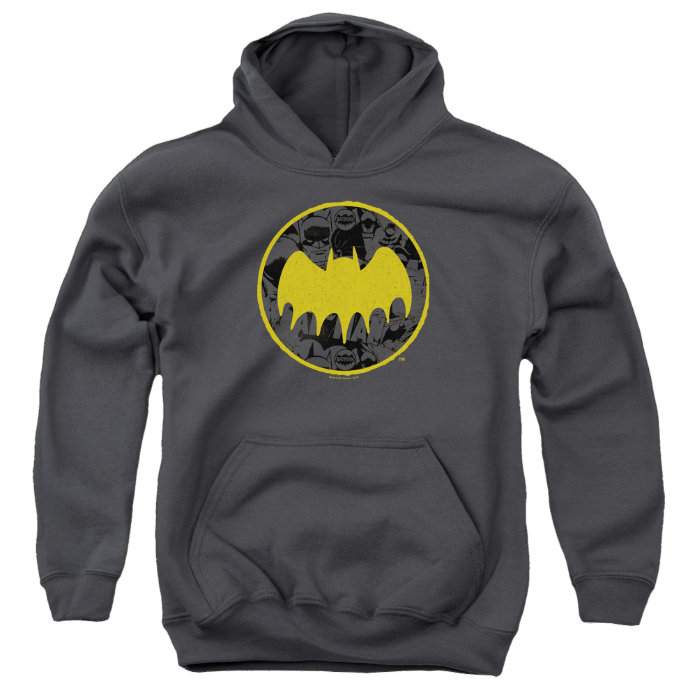 DC Batman Vintage Symbol Collage - Youth Hoodie Youth Hoodie (Ages 8-12) Batman   