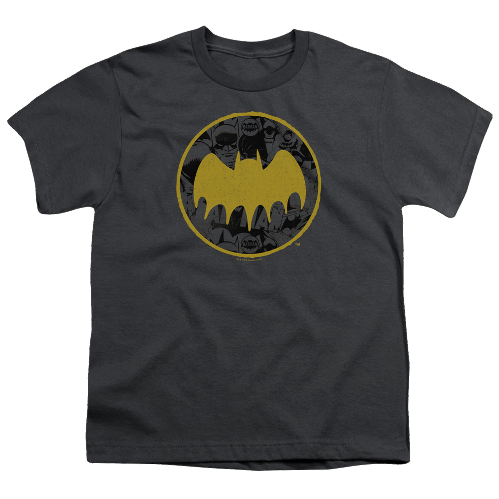 DC Batman Vintage Symbol Collage - Youth T-Shirt Youth T-Shirt (Ages 8-12) Batman   