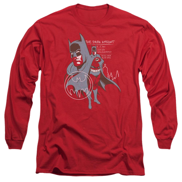 Red men's long sleeve t-shirt with Batman Lean And Muscular graphic