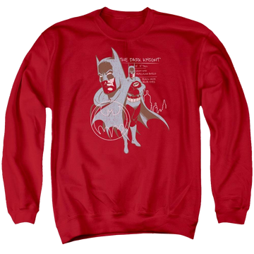 Red men's crewneck sweatshirt with Batman Lean And Muscular graphic