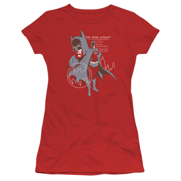 Red juniors t-shirt with Batman Lean And Muscular graphic