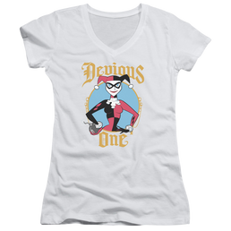 Batman Devious One - Juniors V-Neck T-Shirt Juniors V-Neck T-Shirt Harley Quinn   