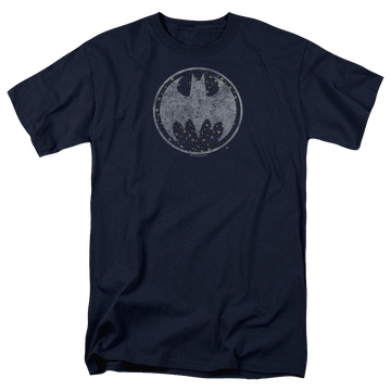 Navy men's regular fit t-shirt with Batman Starry Night Shield graphic