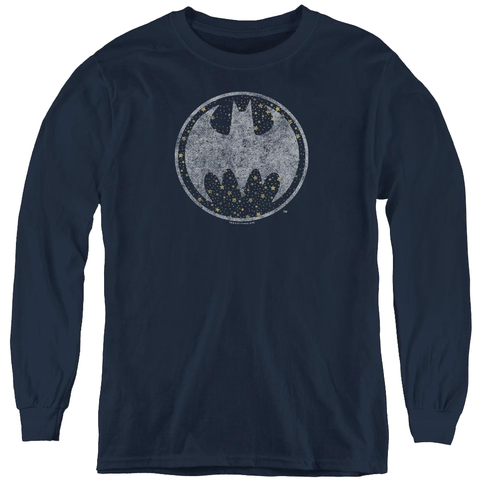 Dc Batman Starry Night Shield - Youth Long Sleeve T-Shirt Youth Long Sleeve T-Shirt Batman   