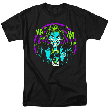 Black men's regular fit t-shirt with Joker Hahaha graphic