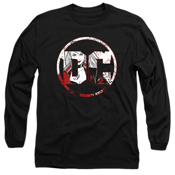 Black men's long sleeve t-shirt with Harley Quinn Dc Logo Harley graphic