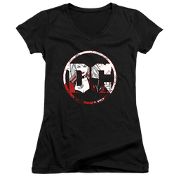 Harley Quinn Dc Logo Harley - Juniors V-Neck T-Shirt Juniors V-Neck T-Shirt Harley Quinn   