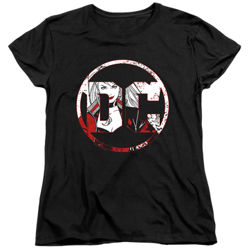 Black women's t-shirt with Harley Quinn Dc Logo Harley graphic