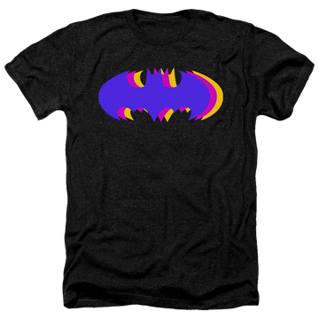 Charcoal men's heather t-shirt with DC Batman Tri Colored Symbol graphic