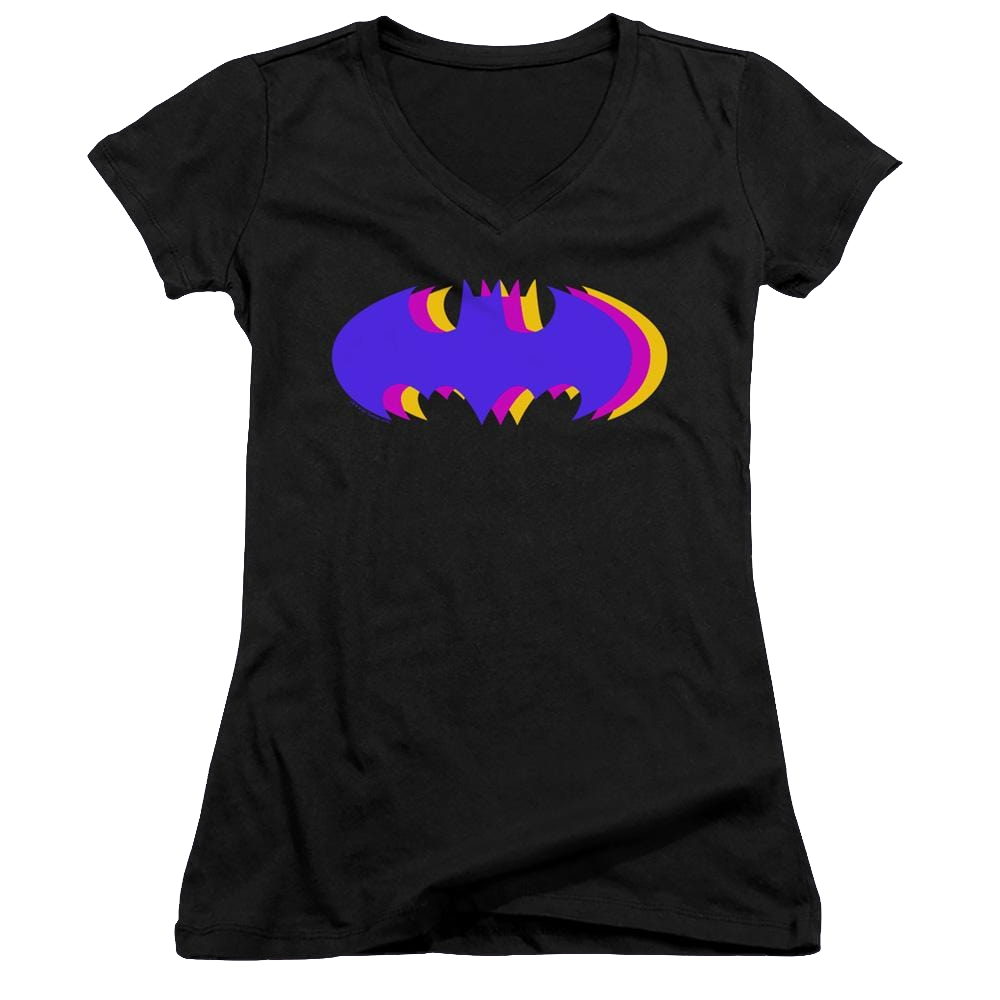 Dc Batman Tri Colored Symbol - Juniors V-Neck T-Shirt Juniors V-Neck T-Shirt Batman   