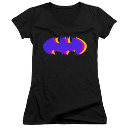 Dc Batman Tri Colored Symbol - Juniors V-Neck T-Shirt Juniors V-Neck T-Shirt Batman   