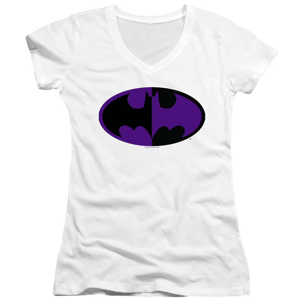 Dc Batman Split Symbol - Juniors V-Neck T-Shirt Juniors V-Neck T-Shirt Batman   