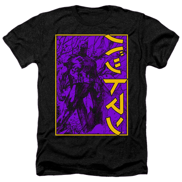 Charcoal men's heather t-shirt with DC Batman Big Framed Kanji graphic