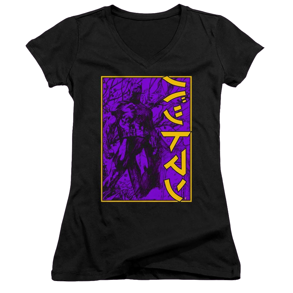 Dc Batman Big Framed Kanji - Juniors V-Neck T-Shirt Juniors V-Neck T-Shirt Batman   