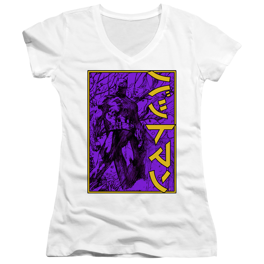 Dc Batman Big Framed Kanji - Juniors V-Neck T-Shirt Juniors V-Neck T-Shirt Batman   