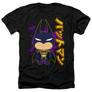 Charcoal men's heather t-shirt with DC Batman Cute Kanji graphic