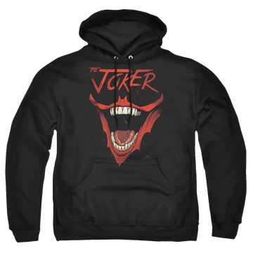 Black pullover hoodie with Joker Bat Laugh graphic