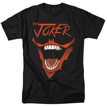 Black men's regular fit t-shirt with Joker Bat Laugh graphic