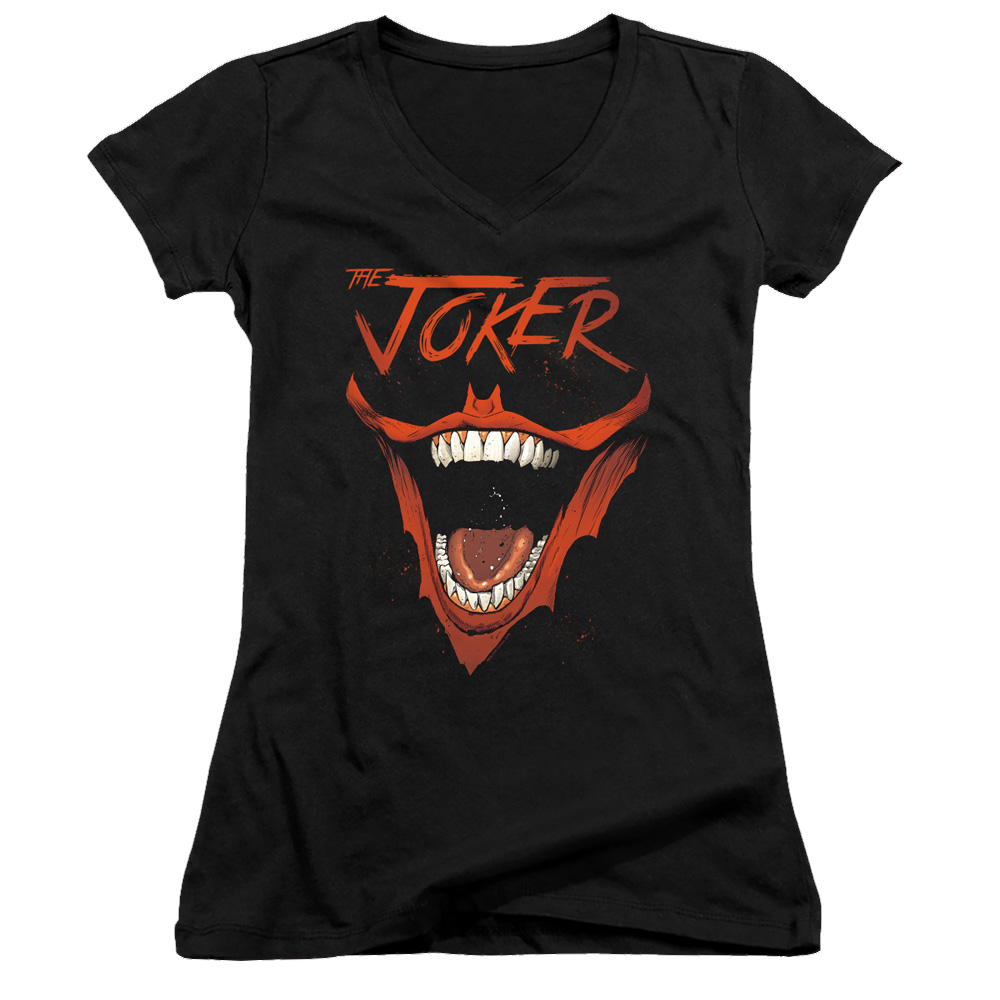 Joker, The Joker Bat Laugh - Juniors V-Neck T-Shirt Juniors V-Neck T-Shirt Joker   