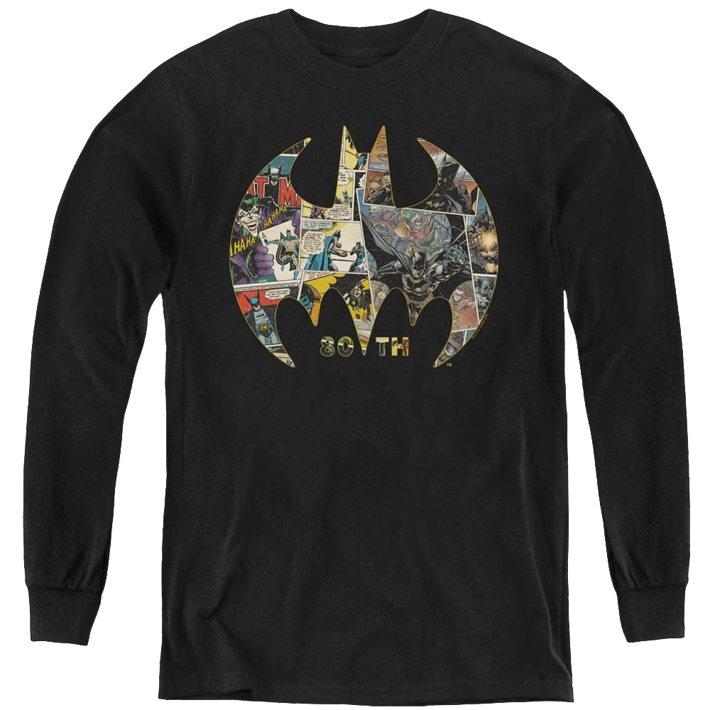 Dc Batman 80Th Shield - Youth Long Sleeve T-Shirt Youth Long Sleeve T-Shirt Batman   
