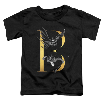 Black toddler t-shirt with Dc Batman B graphic