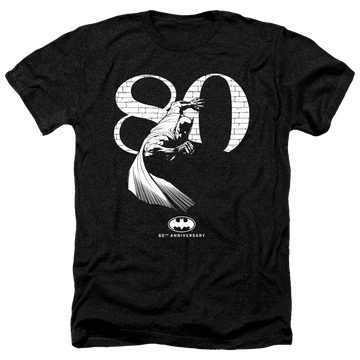Charcoal men's heather t-shirt with DC Batman 80 Wall graphic