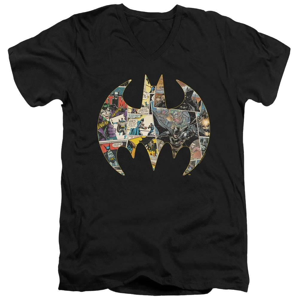 Dc Batman Collage Shield - Men's V-Neck T-Shirt Men's V-Neck T-Shirt Batman   