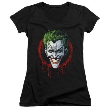 Black juniors v-neck t-shirt with Joker Drip graphic