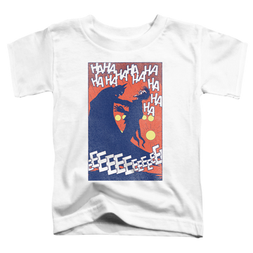 White toddler t-shirt with Joker Punchline graphic