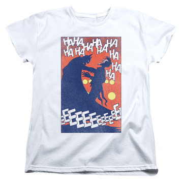 White women's t-shirt with Joker Punchline graphic