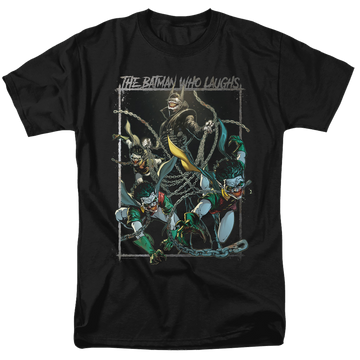 Black men's regular fit t-shirt with Joker Batman Who Laughs graphic