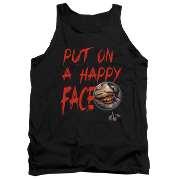 Black men's tank with Joker Happy Face graphic