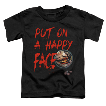 Black toddler t-shirt with Joker Happy Face graphic