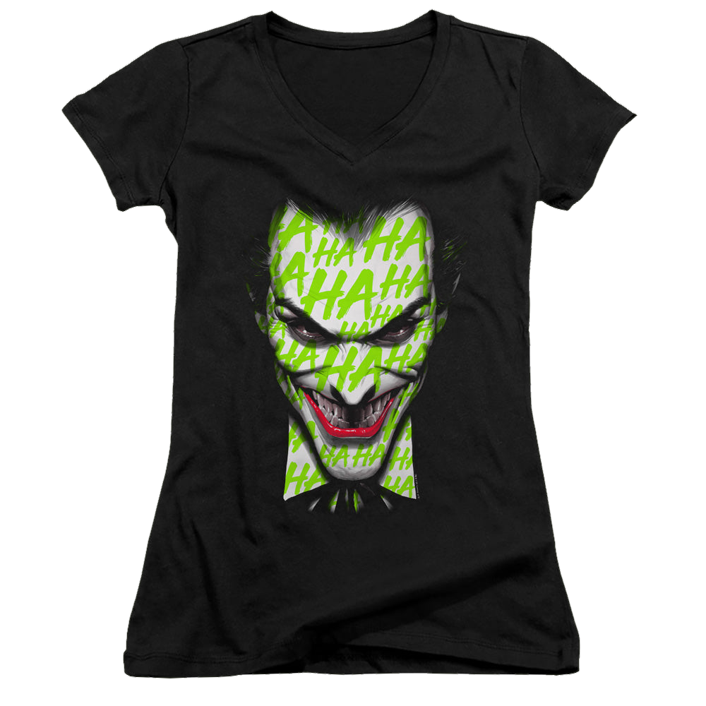 Joker, The Ha Ha Smile - Juniors V-Neck T-Shirt Juniors V-Neck T-Shirt Joker   