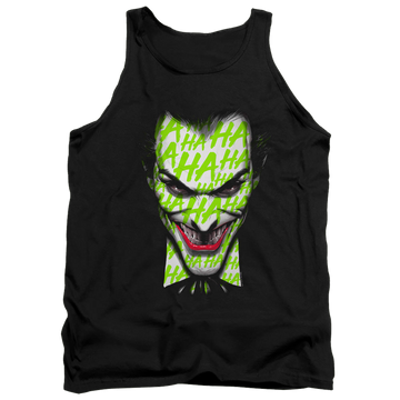 Black men's tank with Joker Ha Smile graphic