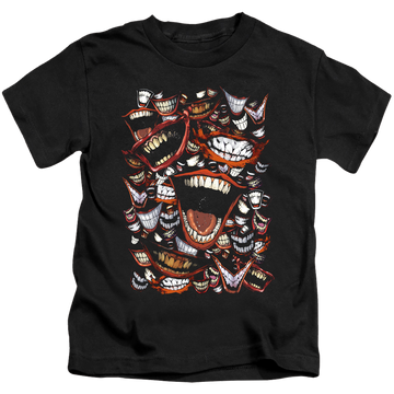 Black kid's t-shirt for ages 4 to 7 with Joker Famous Wretch graphic