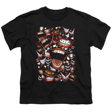 Black youth t-shirt for ages 8 to 12 with Joker Famous Wretch graphic