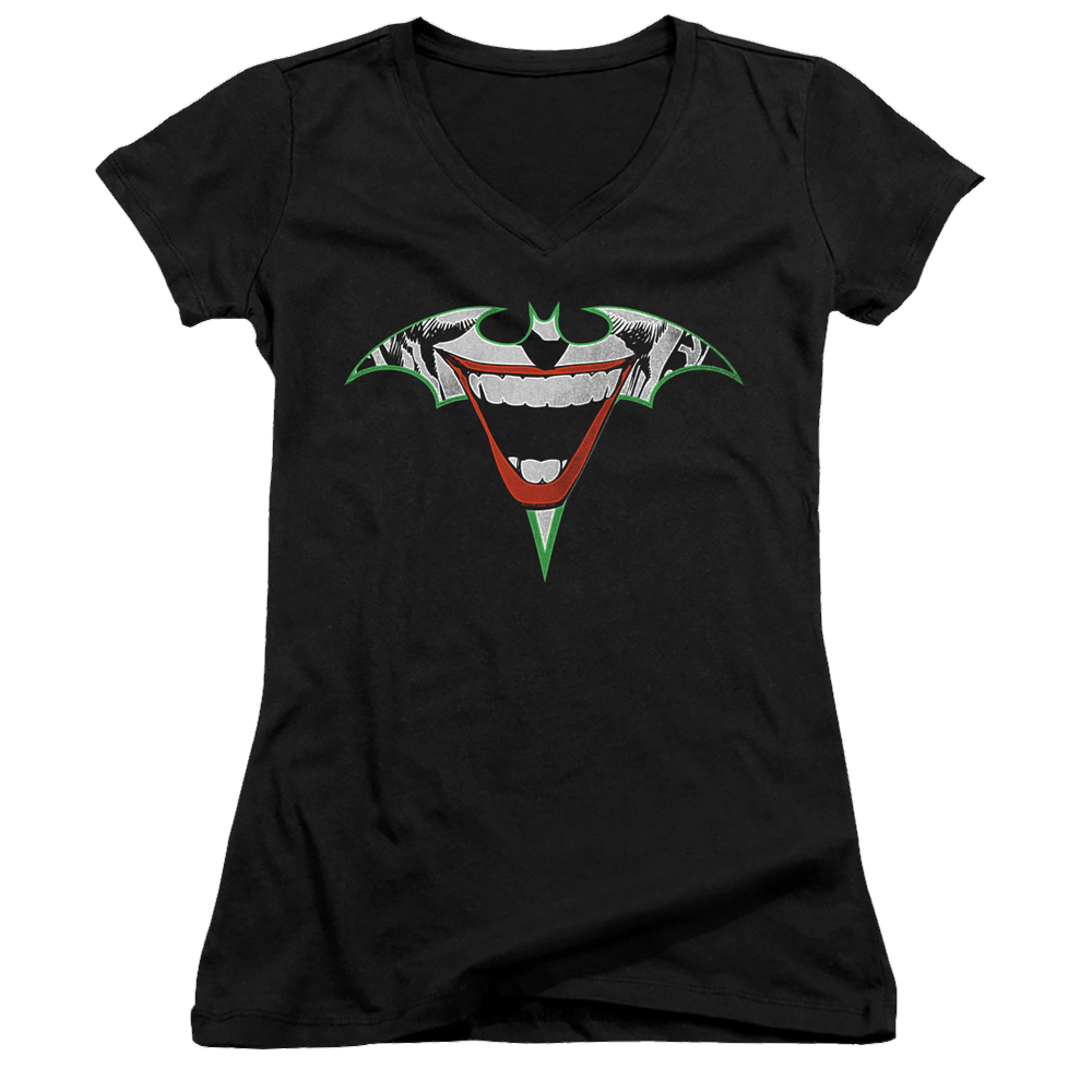 Joker, The Joker Bat Logo - Juniors V-Neck T-Shirt Juniors V-Neck T-Shirt Joker   