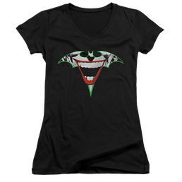 Joker, The Joker Bat Logo - Juniors V-Neck T-Shirt Juniors V-Neck T-Shirt Joker   