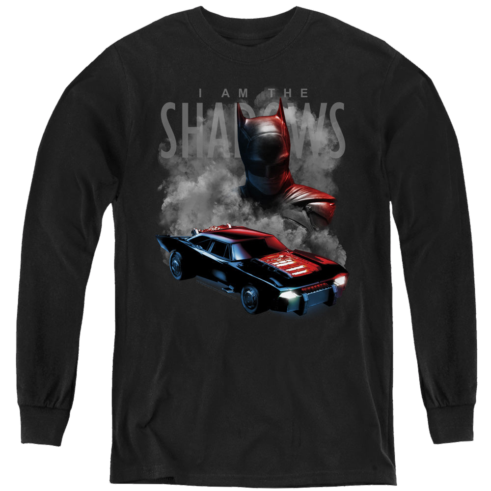 The Batman (2022) Batman And Batmobile - Youth Long Sleeve T-Shirt Youth Long Sleeve T-Shirt Batman   