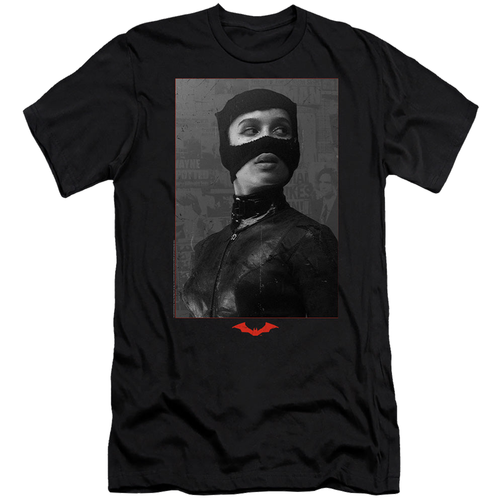The Batman (2022) Catwoman Worn Portrait - Men's Premium Slim Fit T-Shirt Men's Premium Slim Fit T-Shirt Batman   