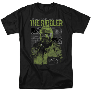 Black men's regular fit t-shirt with The Batman (2022) Riddler Illustration graphic